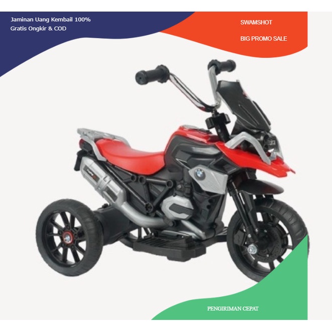 Motor Roda 3 Aki Hadiah Mainan anak PMB M-888 BMW type R 1 2 3 Tahun - Putih