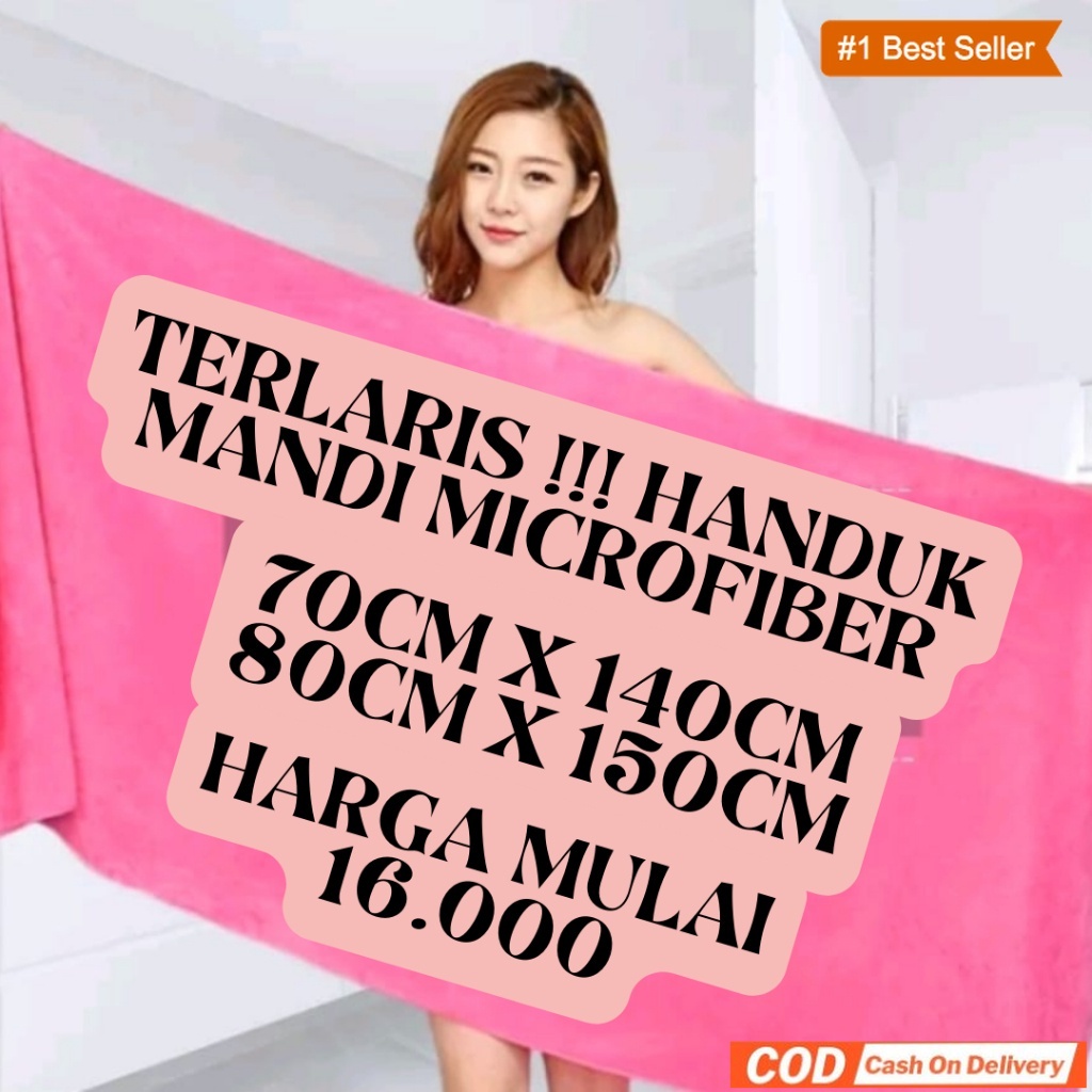Handuk mandi MICROFIBER POLOS & EMBOS / Handuk Dewasa JUMBO POLOS