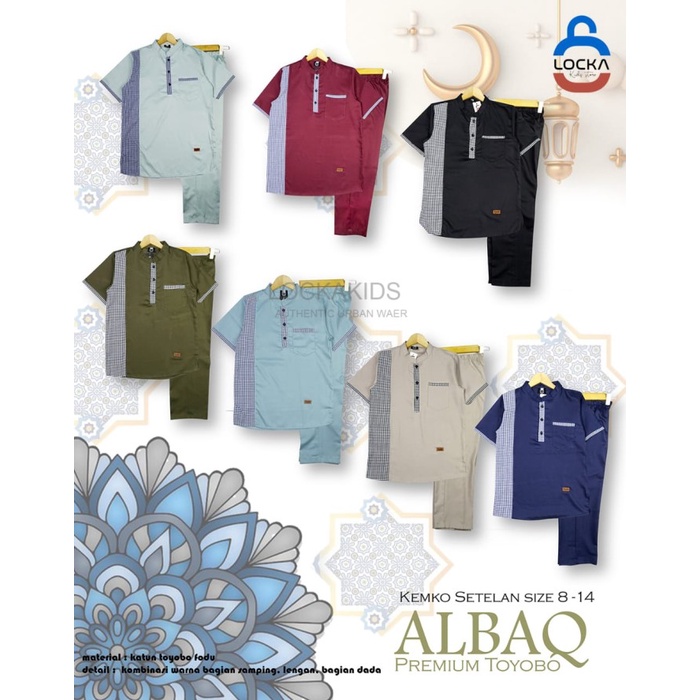 best -Baju Koko Setelan Anak Laki Laki- Kemko Set Anak - Setelan Muslim Anak - HIJAU ARMY, 8