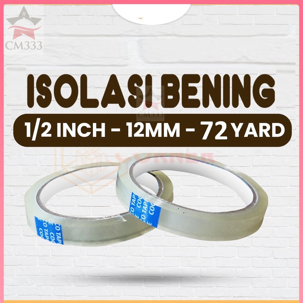 

Lakban Bening 1/2 inch 12mm/Isolasi Bening