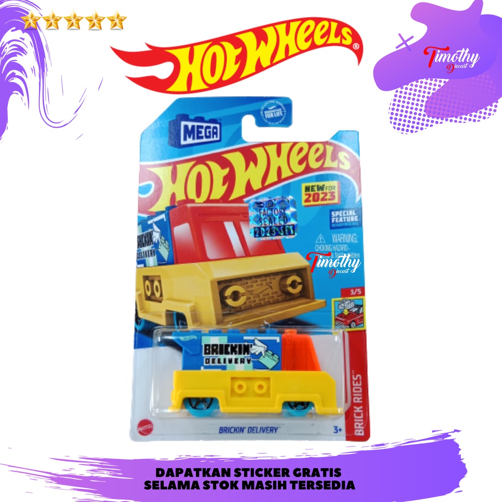 Hot Wheels Factory Sealed 2023 Brickin Delivery Biru Kuning