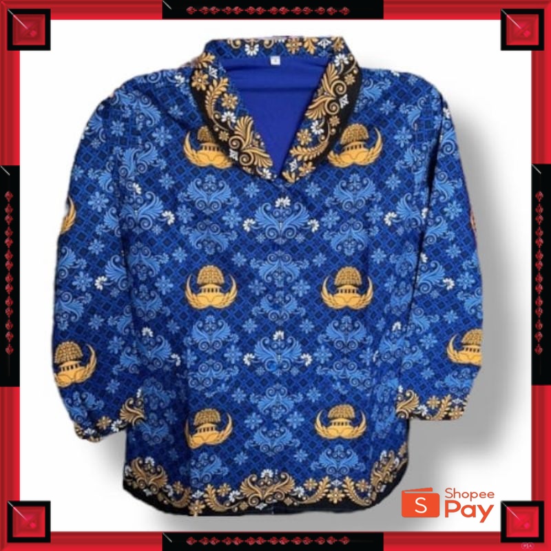 12.12 SERAGAM SALE / Batik Korpri Terbaru 2022 Kerah Hitam Furing / Baju korpri terbaru Wanita  2022