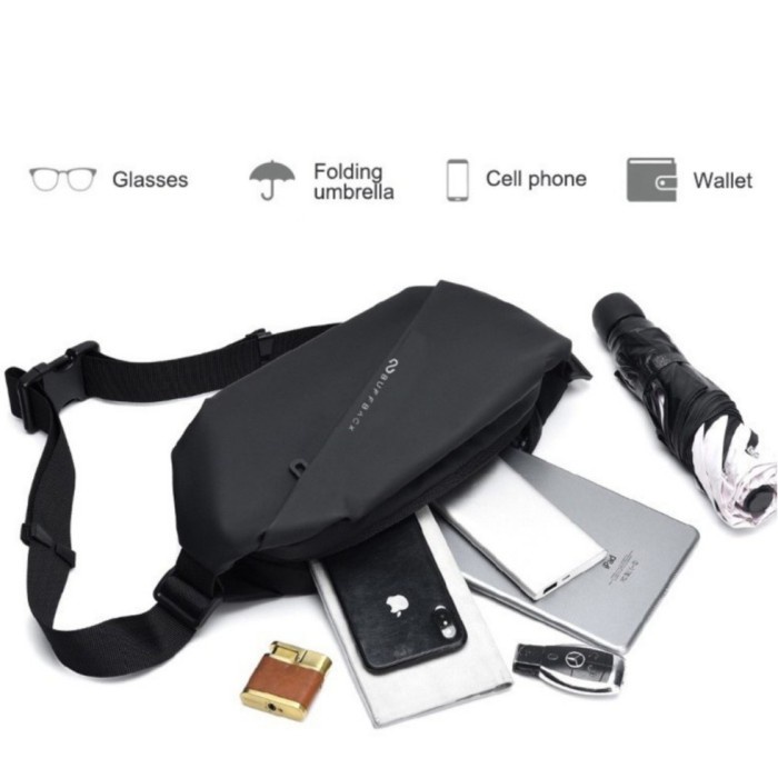 best -Waistbag Buffback Waterproof Muka Bisa Bolak Balik ,Waist Bag Buffback - Hitam