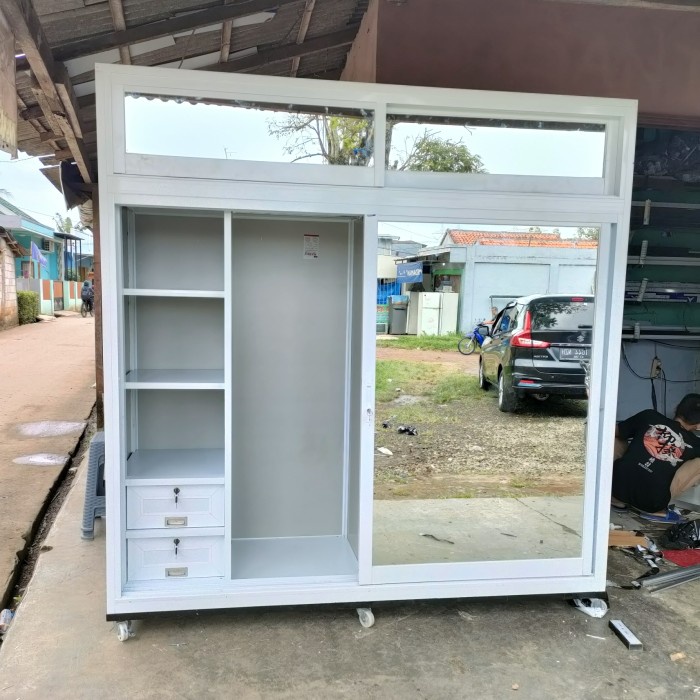 Lemari Pakaian Alumunium ACP Sliding Jumbo Untuk Baju Gamis