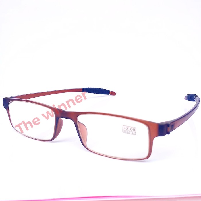 promo ✨ -KACAMATA KHUSUS BACA LENSA PLUS LENTUR RINGAN ELASTIS - Cokelat, +200