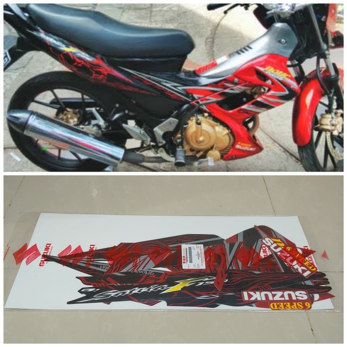 Striping Satria Fu 2011 Merah Hitam Original SGP