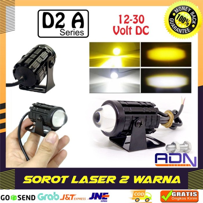 Lampu Tembak Sorot Laser Gun LED D2A Motor Mobil Sorot 2 warna