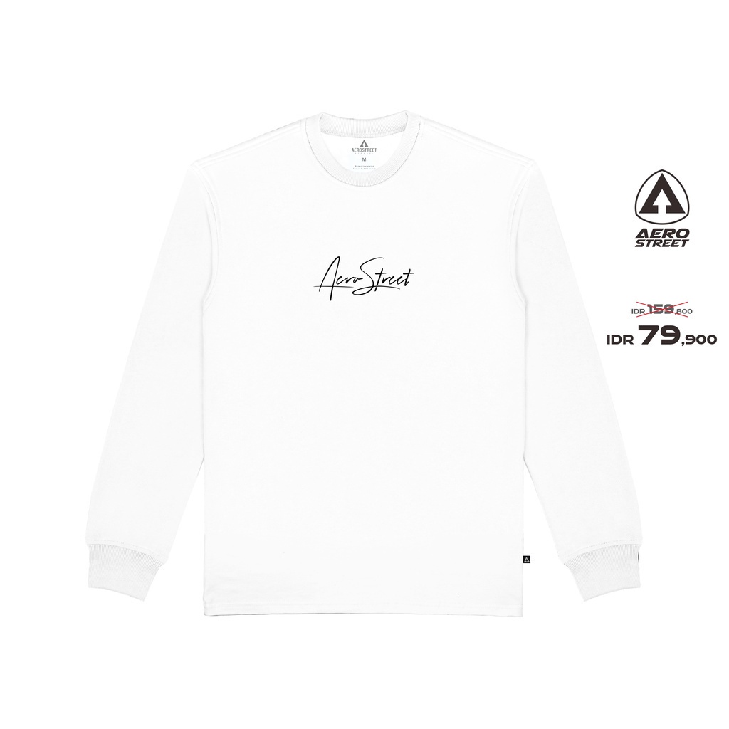 Baju Kaos Panjang Pria Distro Original 100% Aerostreet T Shirt Long Sleeve Hysteria Putih Kaos T-Shi