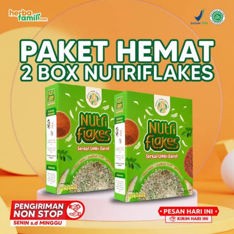 

Nutriflakes Original Asli Umbi Garut Asam Lambung, Maag Dan Gerd 2 Box