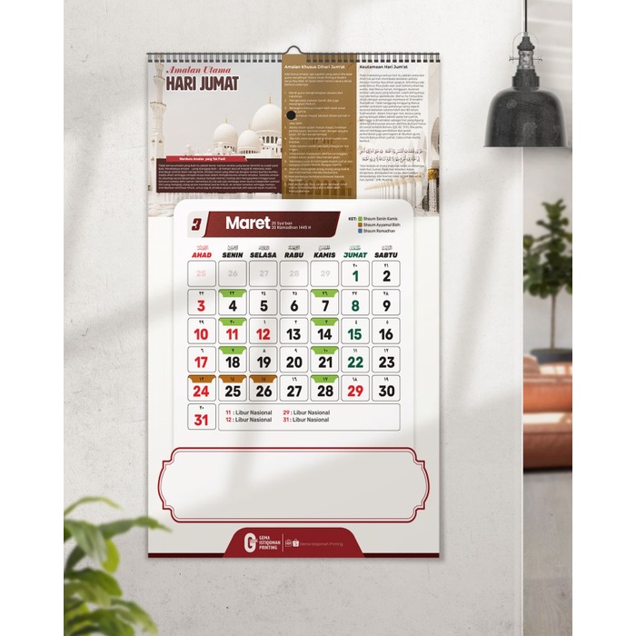

Kalender Dinding Masehi & Hijriyyah Ukuran A3 Spiral Gantung