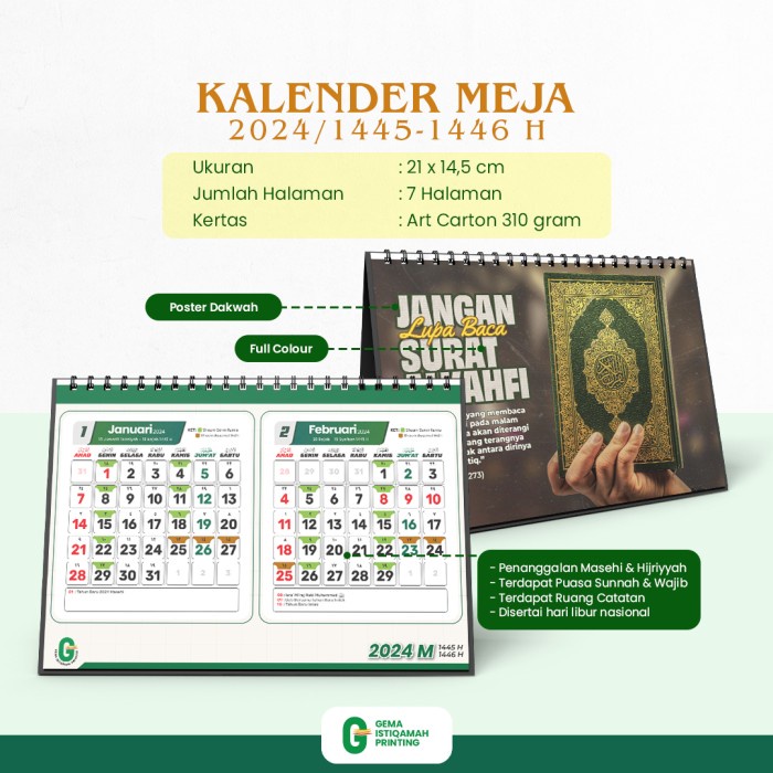 

Kalender Meja | Kalender Masehi & Hijriyyah | Kalender Quotes