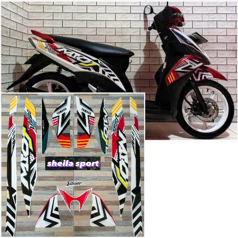 Striping mio j Stiker Yamaha Mio J Teen merah putih tahun 2013