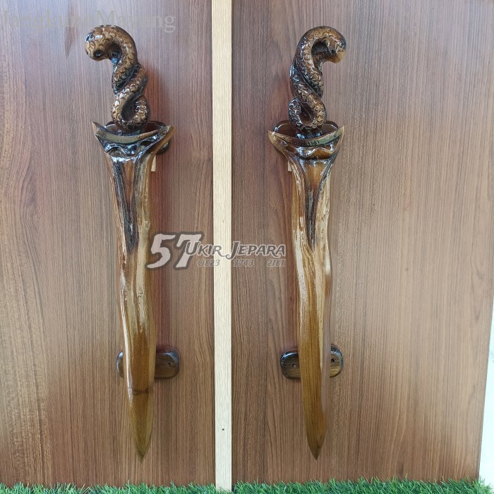 Tarikan pintu / Handle rumah ukir kayu jati asli jepara - Gagang pintu - Matengan murah