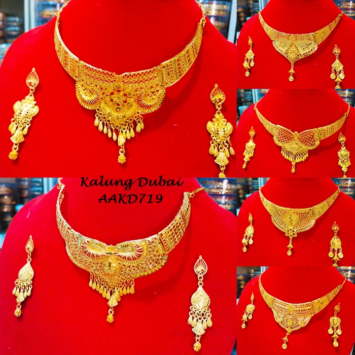 KALUNG DUBAI / KALUNG PENDEK / KALUNG CHOCKER / KALUNG INDIA WARNA EMAS SET ANTING AAKD719