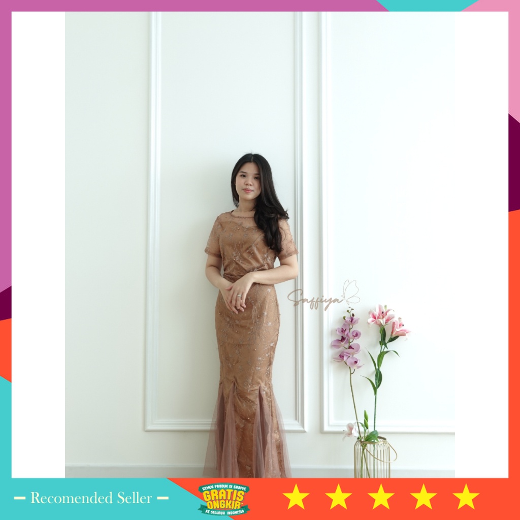 Baju Lebaran Natal Dress Murah Wanita Korean Style Keren - SAFFIYA - Idelia Dress (PREMIUM) / [ M L 