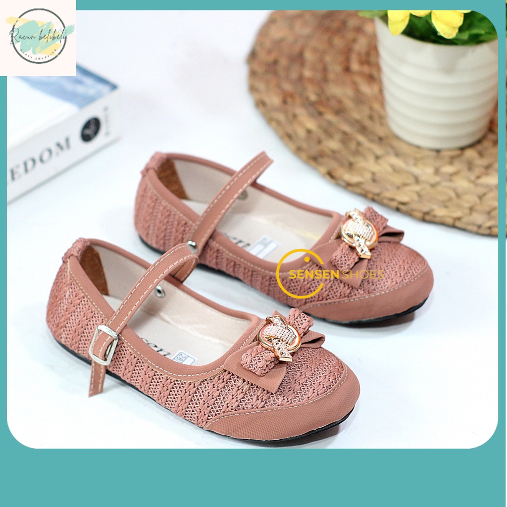 Sepatu Anak Perempuan Kekinian / Flatshoes Anak Perempuan Rajut Slip On Sol Karet Anti Licin / Sepat
