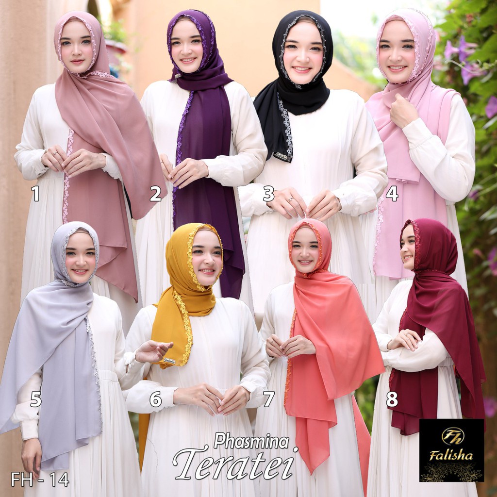 TERPOPULER Jilbab Pashmina Ceruti Teratei Ori Falisha Hijab