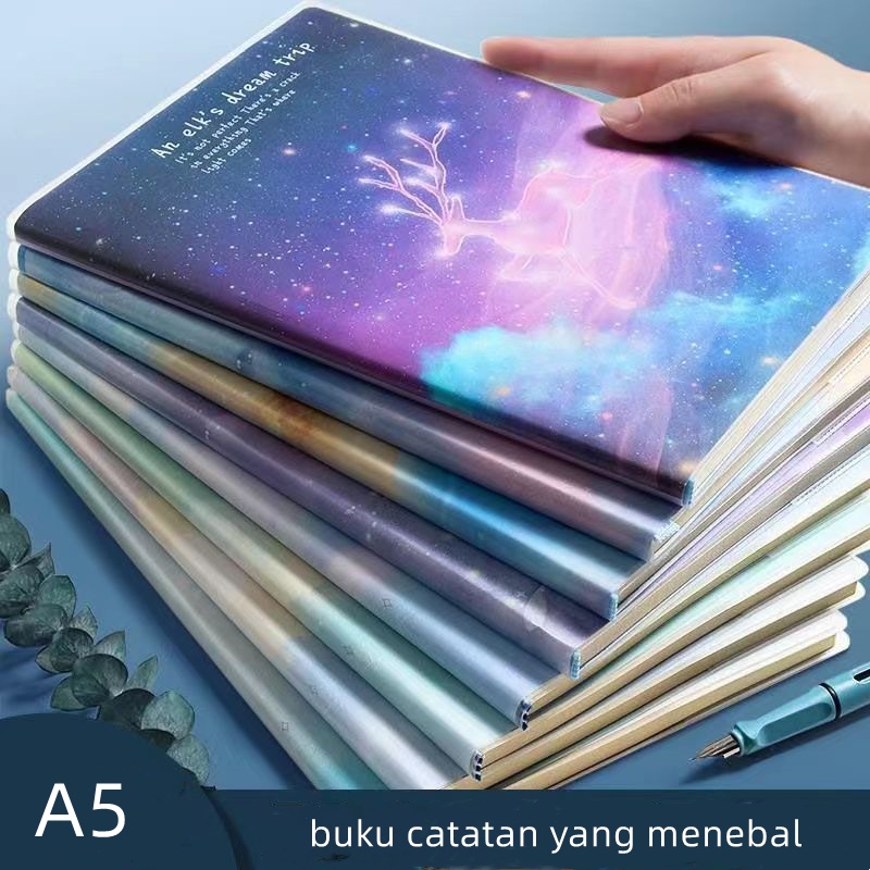 

Buku catatan A5 sampul PVC/buku catatan sekolah sampul karet tebal isi 56 lembar