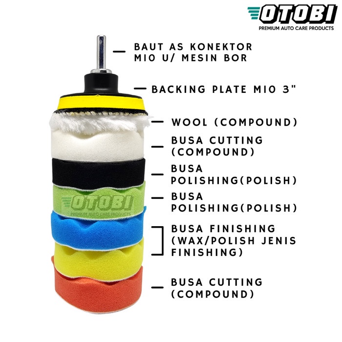 Sponge Polishing 3" inch 8pcs / Busa Poles Mobil Bor Motor Set Pad M10