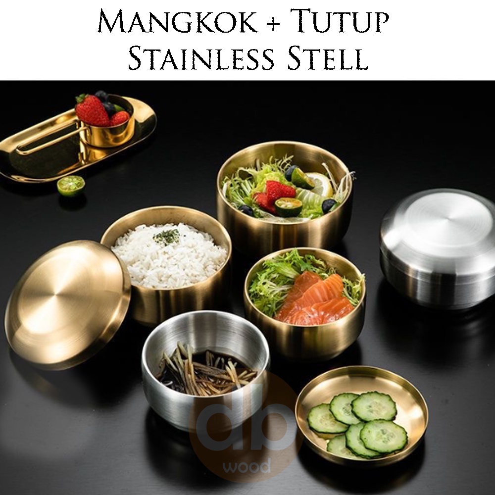 Mangkok Tutup Kimchi Korea Style Stainless | Mangkok Nasi  Korea Double Layer SS