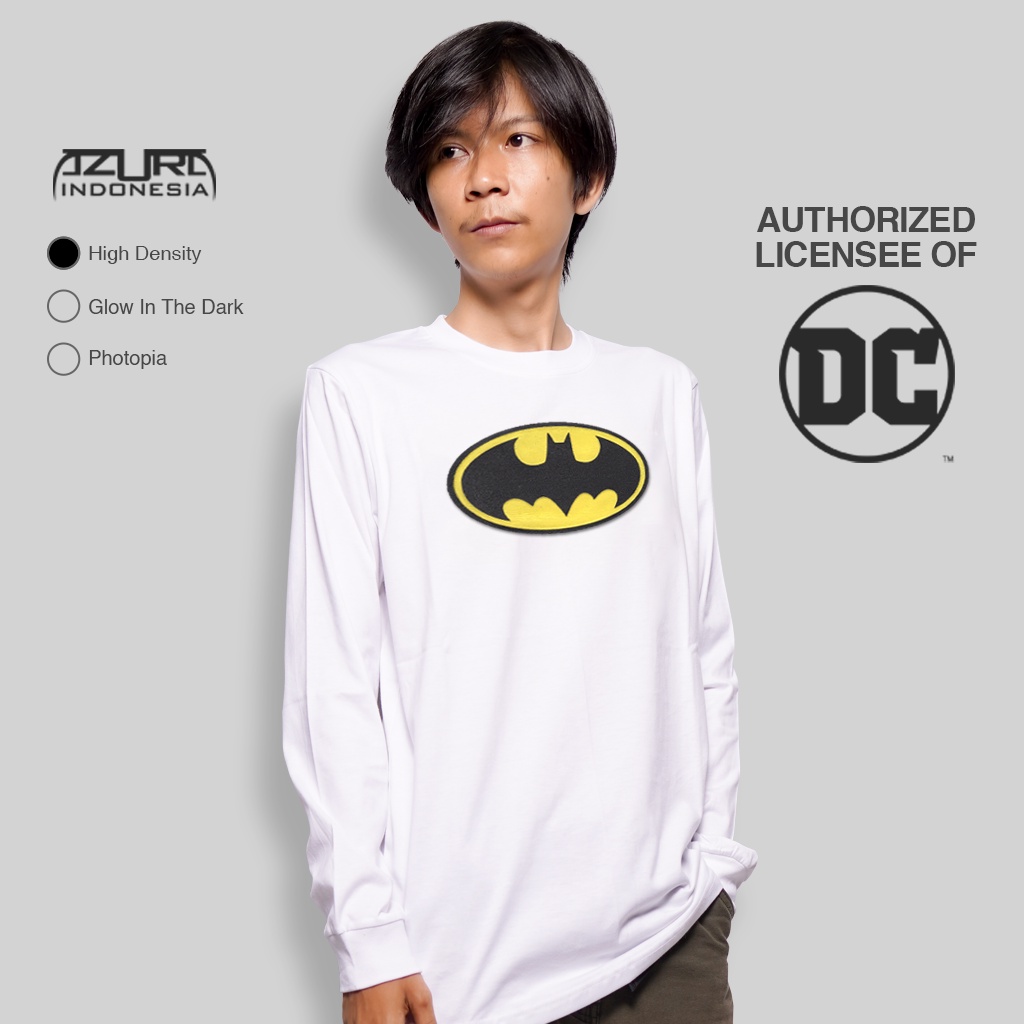 Azura Long Sleeve T-Shirt DC Comics Original Batman Comic Logo Wire Ram Putih