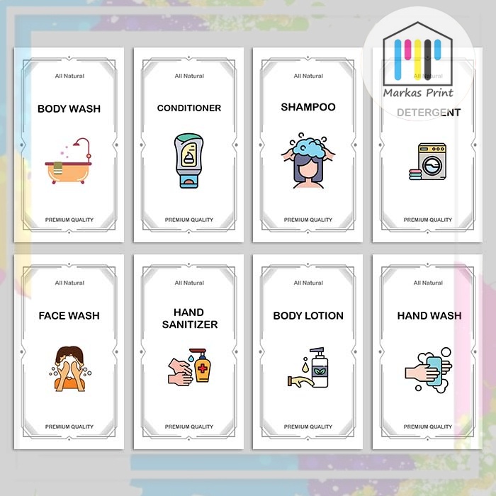 

HOME LIVING Stiker Label Warna Waterproof Shampoo Conditioner Body Soap Hand Wash Lotion Hand Sanitizer