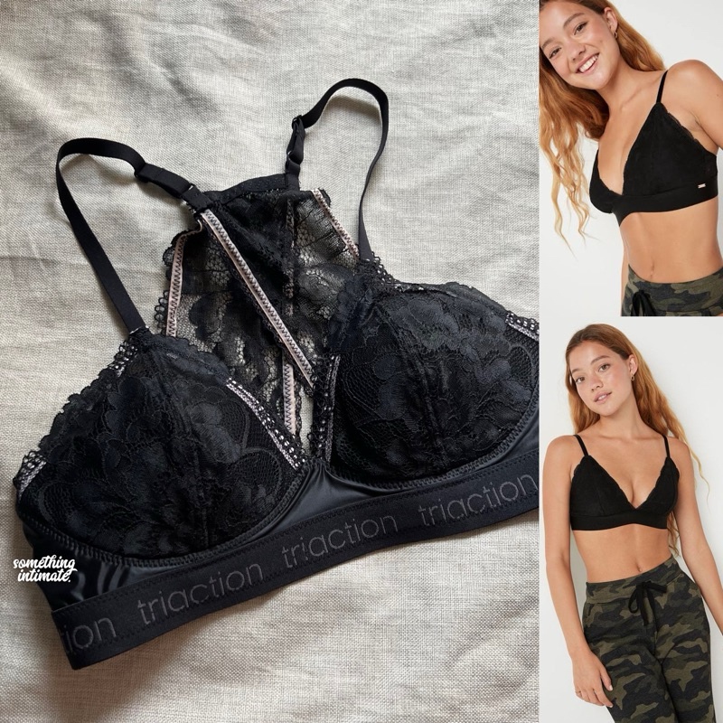 H&M Triaction Racerback Triangle Plunge Wireless Lace Bra No Wire Bh Rumah Tanpa Kawat Seamless Kare