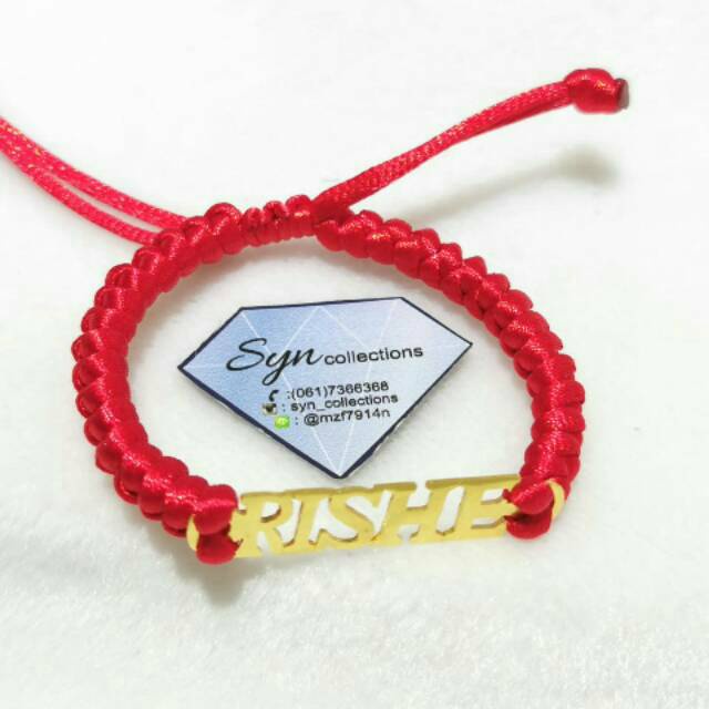 Gelang tangan nama asli tali warna pixiu anak dan dewasa emas 375 700 750