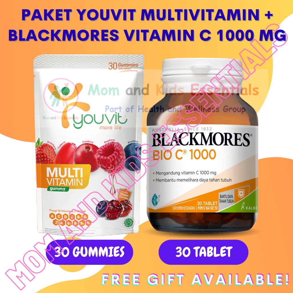 PAKET IMUN DEWASA BLACKMORES BIO C 1000 MG 30 TABLET DAN YOUVIT MULTIVITAMIN DEWASA 30 GUMMIES