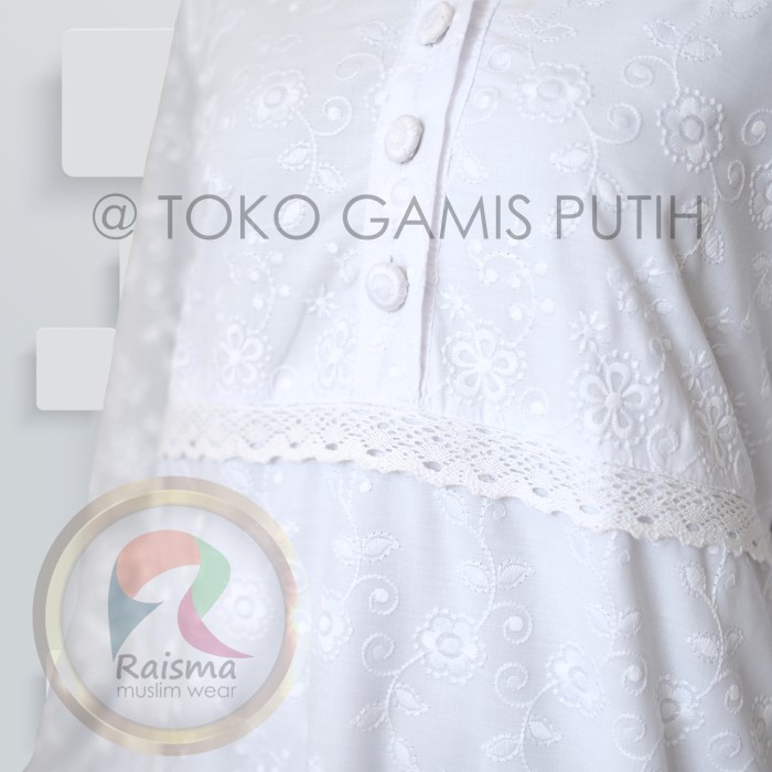 Baju Gamis Putih Jumbo LD 120 Murah Perlengkapan Umroh Wanita - M