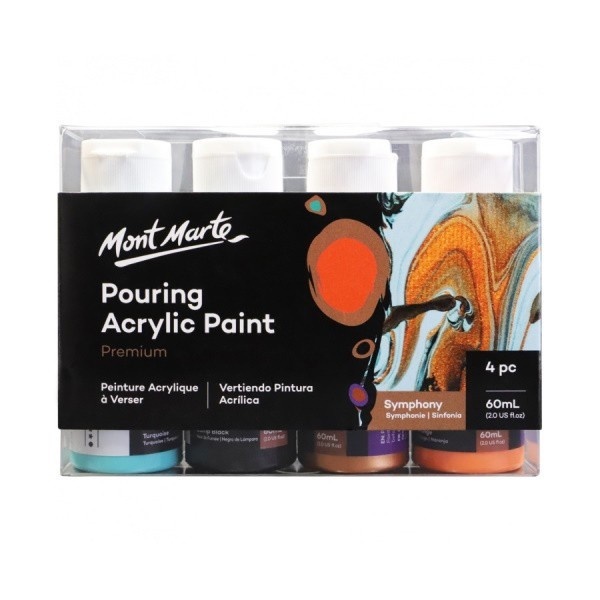 

Mont Marte Premium Pouring Acrylic Paint 60ml 4pc Set SYMPHONY Cat Akrilik Pouring