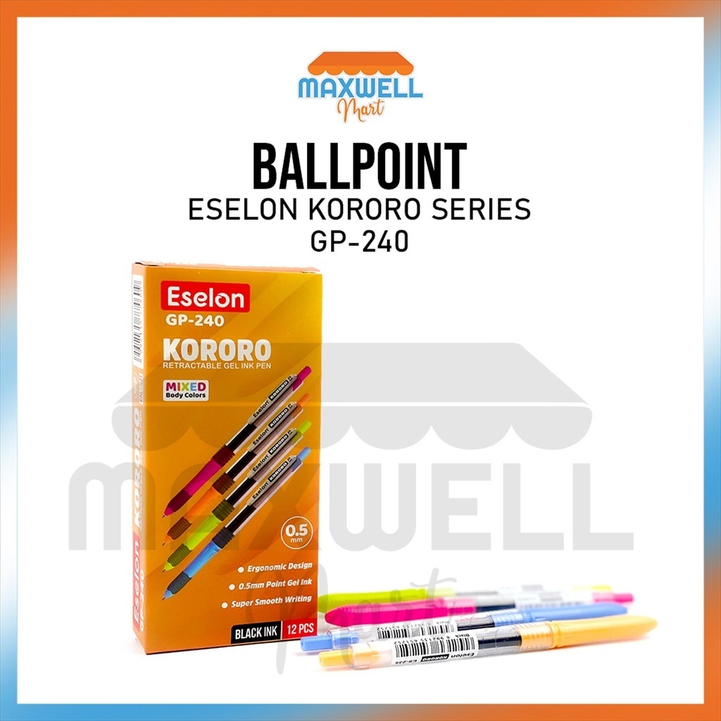 

[MaxMart] 1pak isi 12pcs Pulpen CETEK Gel ESELON 0.5mm GP-240 KORORO