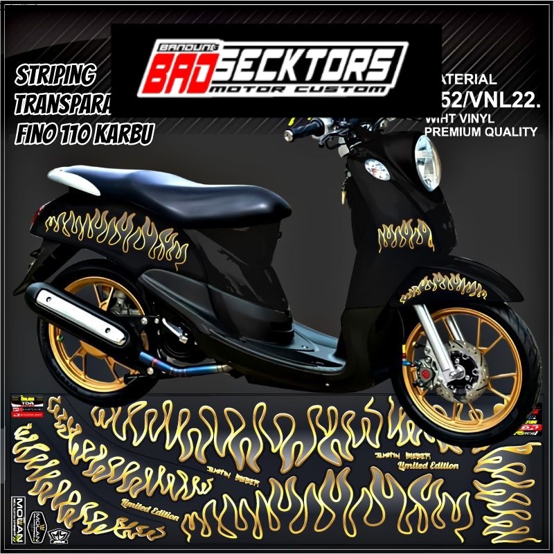 Decal Sticker Striping Variasi Transparan Uv Fino Karbu Api Fino Karbu Justin Bieber Yamaha Fino 115