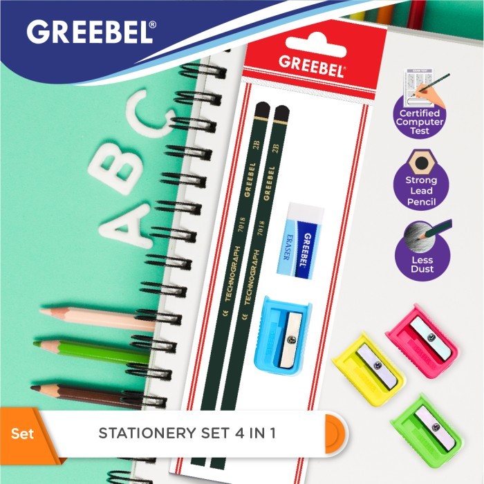 

Greebel Stationery Set 4 In 1 / Paket Alat Tulis Set