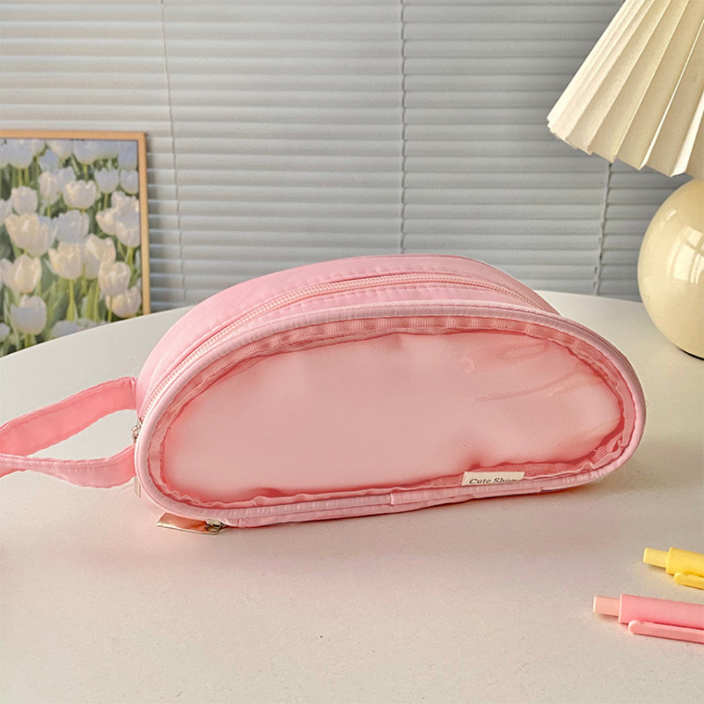 

JABIS Tempat Pensil Transparan 2 Sekat Kotak Pensil Polos Aesthetic Pouch Serbaguna Multifungsi Pencil Case Simple Stationery Storage Bag School