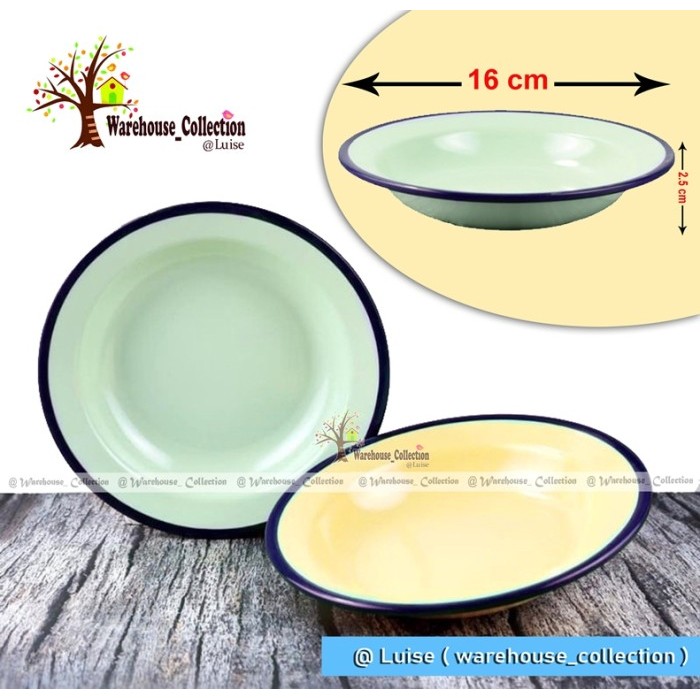 ⭐BISA COD⭐ PIRING SENG dan LEPEK SENG RRT KEMBANG 16CM  16cm polos, Hijau Murah