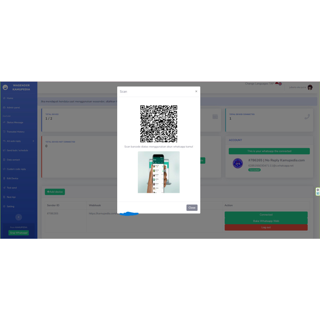 TERBARU Source code (Script) Whatsapp Gateway AUTO READ Multi Device 100% NO ENC