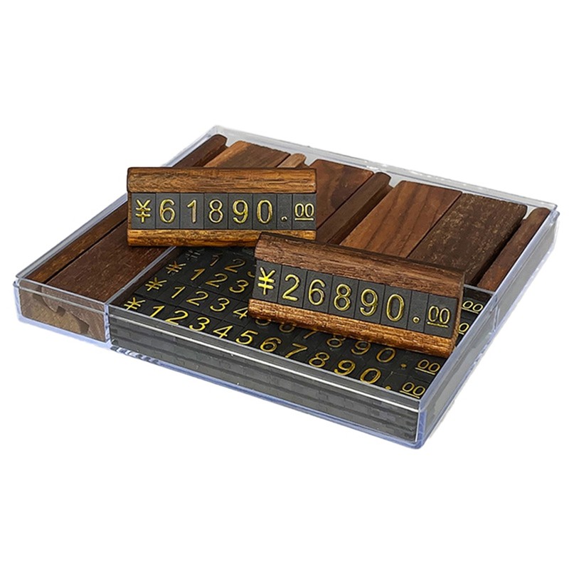 

10 Sets/Box Mini Wood Combined Number Price Cube Tag Jewelry Adjustable Number Pricing Label Sign Holder Card Stand