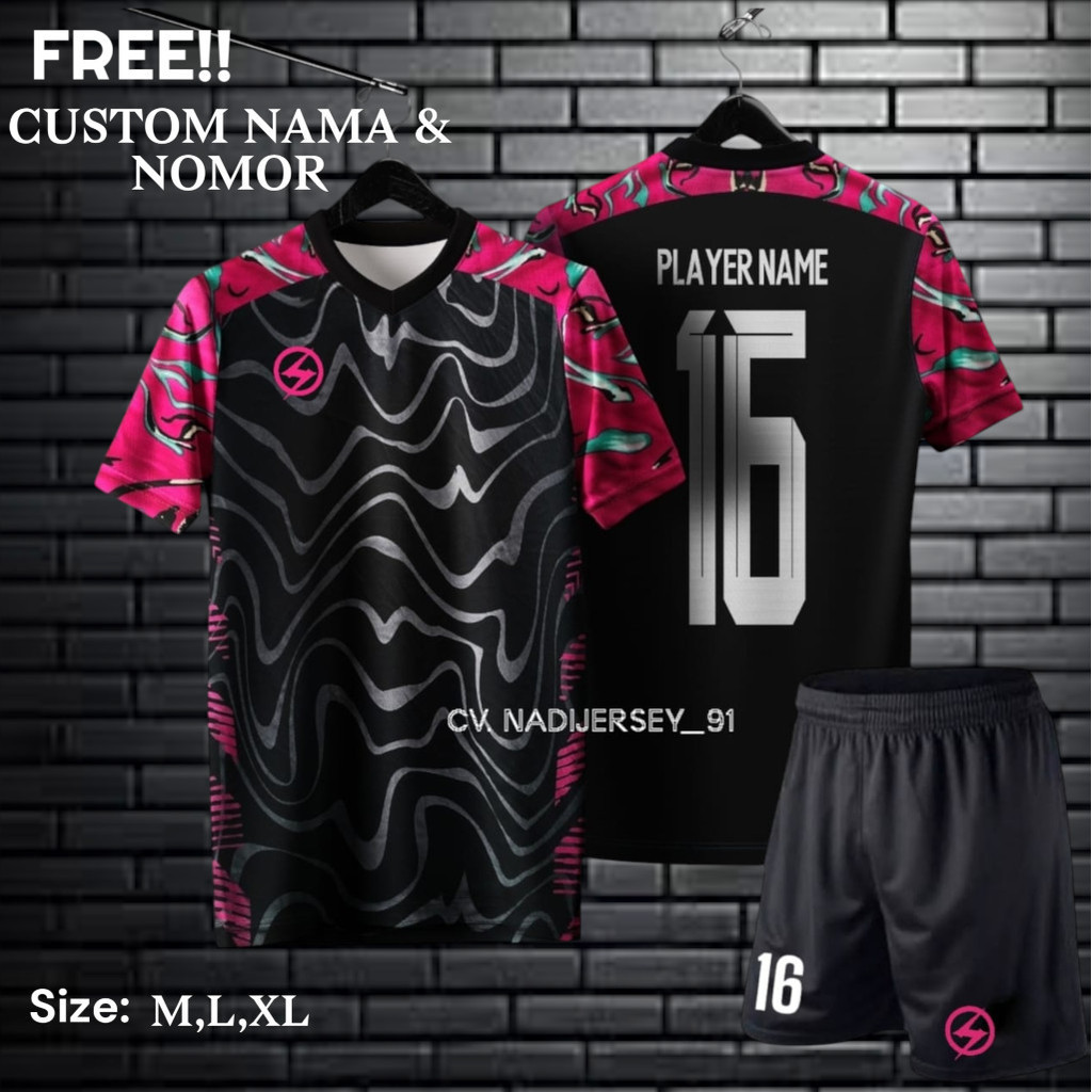 Baju Jersey Bola Futsal  Cowok Cewek Pria Wanita Dewasa Custom Sablon Nama + Nomor Punggung Sendiri