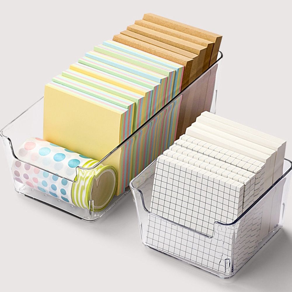 

1PC Simple Transparent Note Storage Box Acrylic Waterproof Drawer Separate Storage Container Stationery Desktop Organizer