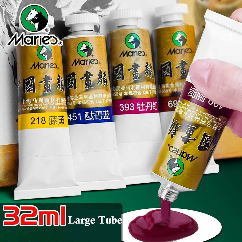 

Marie's Chinese Paint 32ml/Tubes Watercolor Paint High Saturation Professional Quality High Pigment for Vivid Color Mixing