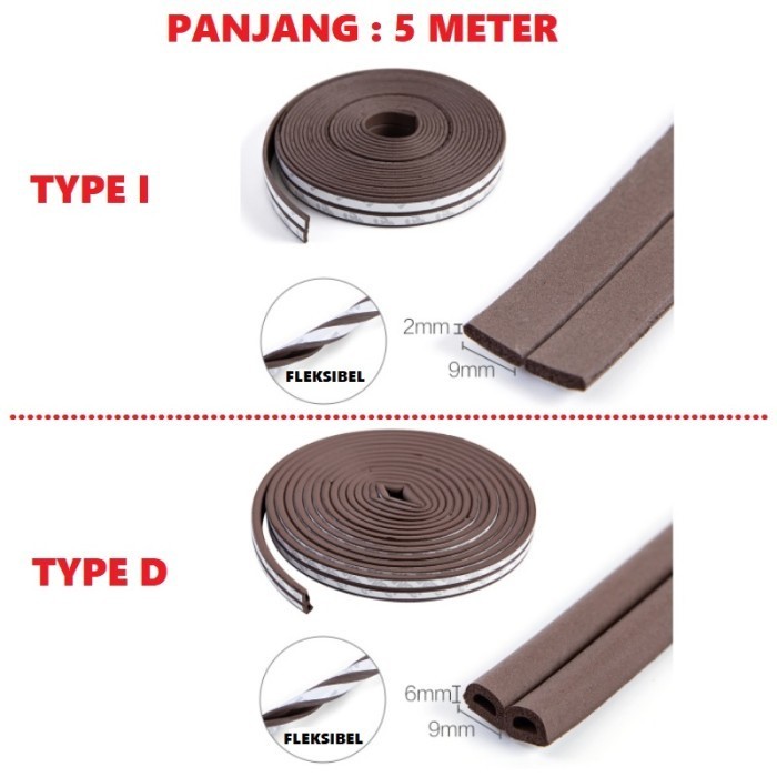 

5 Meter I & D Shaped Door Window Seal Insulation Ruer Strip - Type D