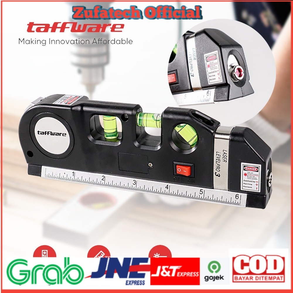 

Taffware LEVELPRO3 Penggaris Laser 250CM + Waterpass - Black - OMOT8WBK