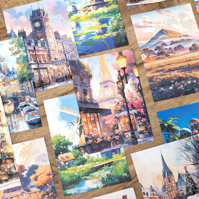 

Mr. Paper, Anime Style Castle Beach Material Paper, Scrapbook Notebook Diary Photo Frame Decorative Card Paper, 50 Sheets/book