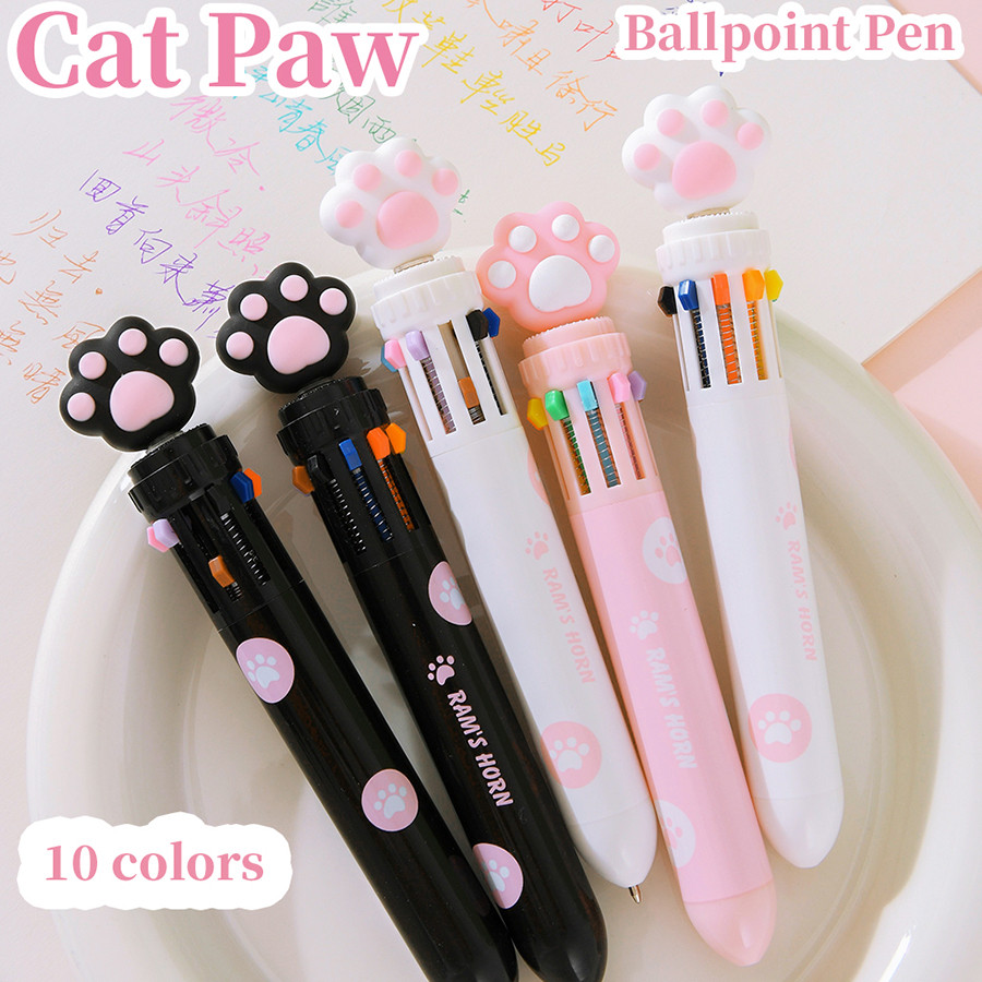 

1 pc Kawaii Cat Paw Cartoon Silicone 10 Colors Chunky Ballpoint Pen School Office Supply Gift Stationery
