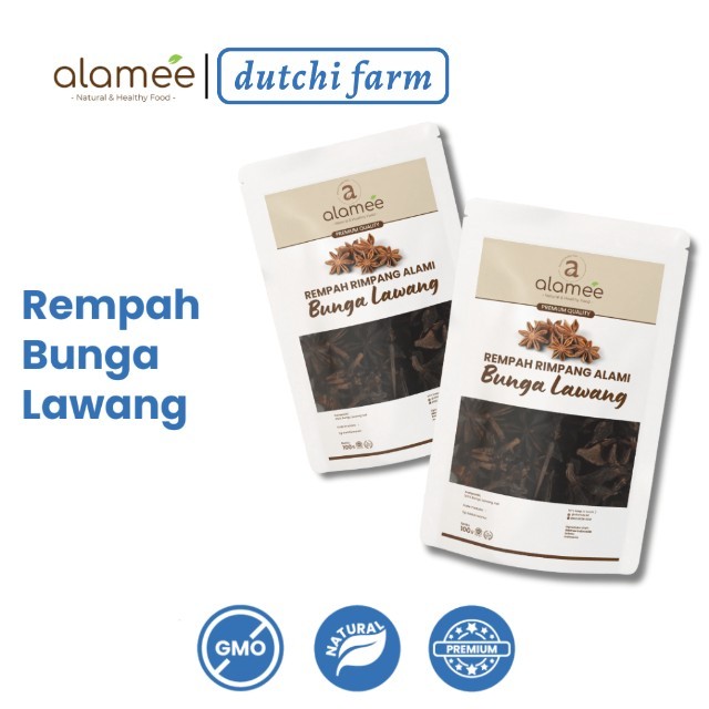 

ALAMEE Bunga Lawang Kering Pekak Star Anise Rempah Organik Alami Bumbu Seasoning Masakan Masak 100gr Dutchi Farm