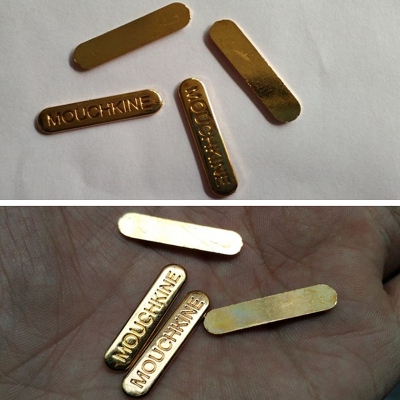 

1000PCS Custom golden color Metal label 2.7 * 0.6 cm decorative Zinc alloy tags without holes Garment Labels