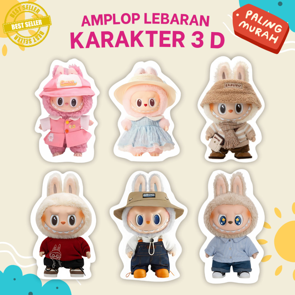 

Amplop Lebaran 3D Labubu Sanrio Super Hero 2025 Karakter Lucu Unik Angpao Gemoy Idul Fitri Imlek