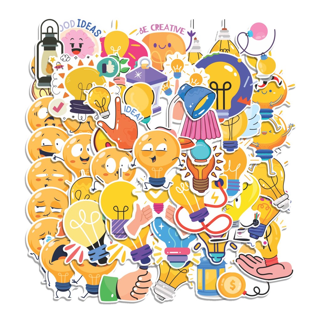 

COD 50 Pcs Stiker Lampu Lucu Anti Air Untuk Dekorasi Notebook Sepeda Skateboard Handphone