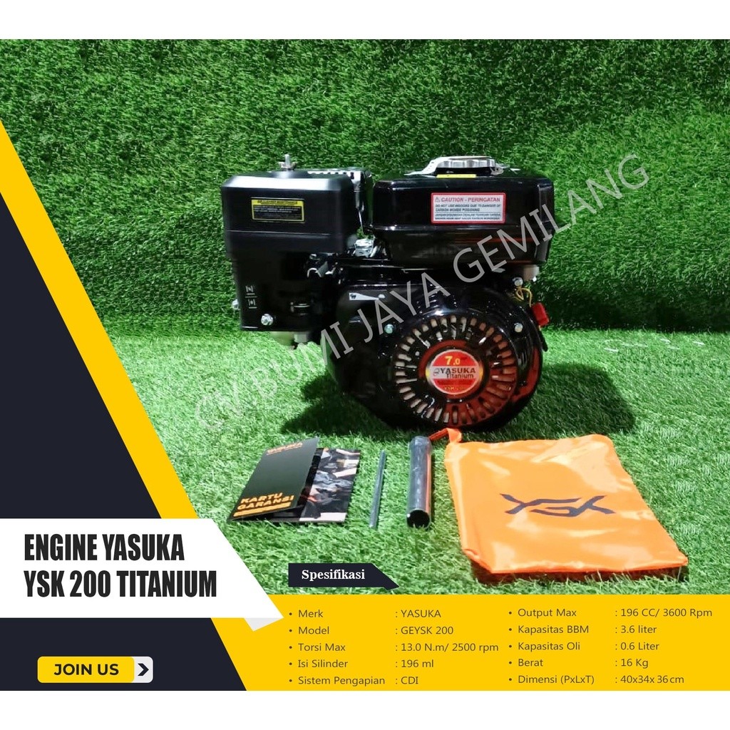 MESIN PENGGERAK SERBAGUNA / ENGINE YASUKA YSK 200 TITANIUM